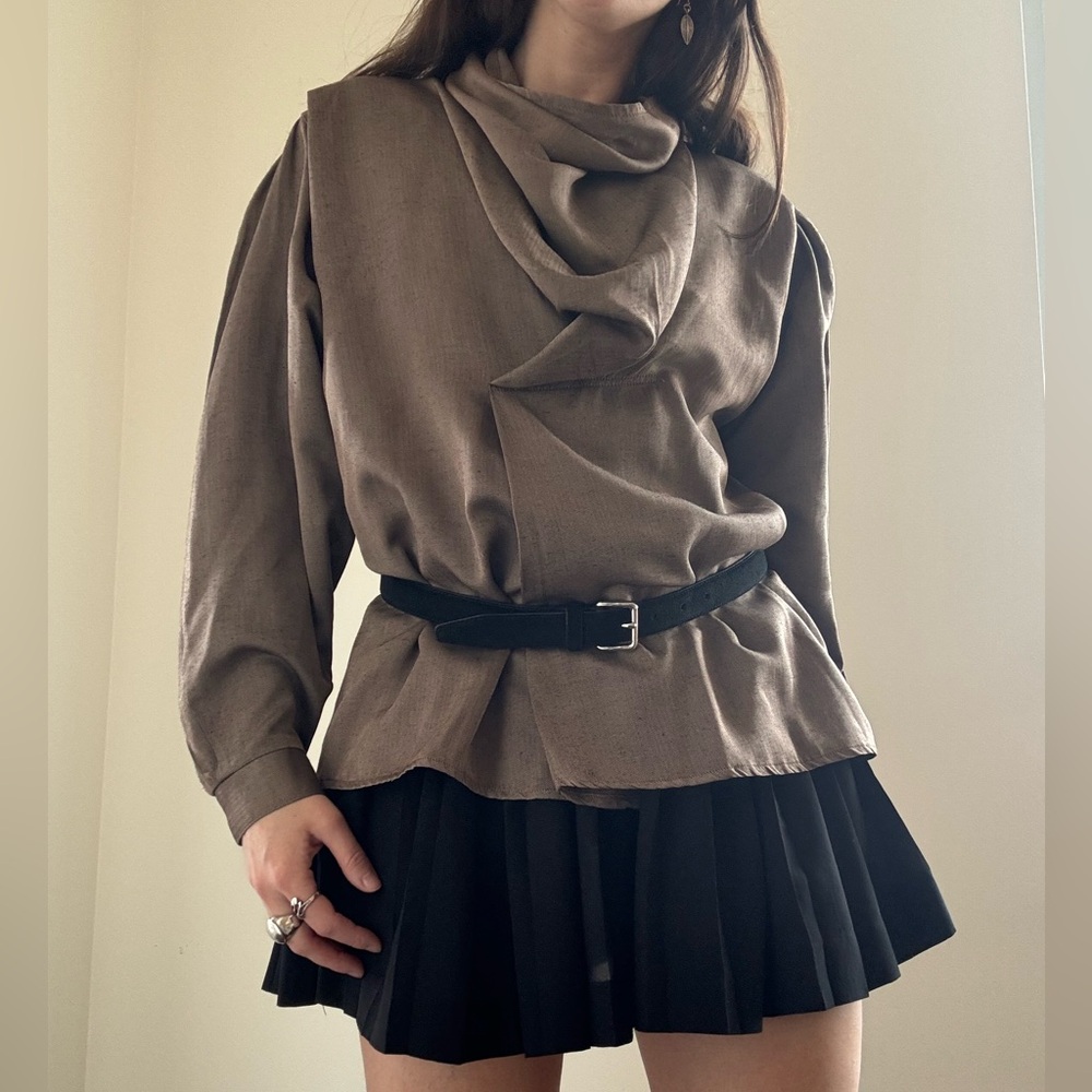 Vintage asymmetrical cowl neck blouse